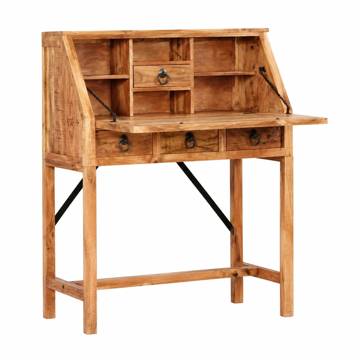 bureau-en-bois-massif-avec-bibliotheque-et-tiroirs-extensibles-dififr3011rk