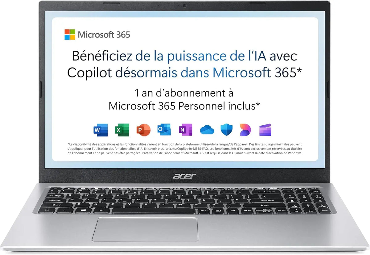Acer ordinateur portable A115-32-C3AK, format compact, résolution 4K UHD, coloris gris